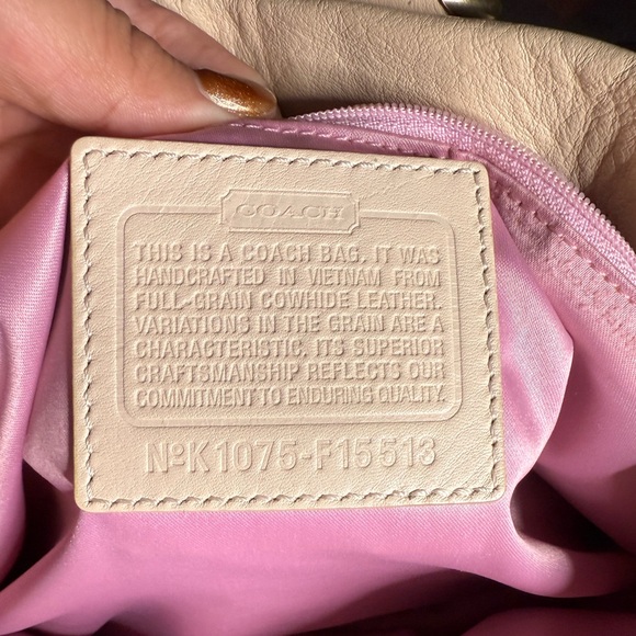 Coach Ashley Leather Carryall Shoulder Bag Beige Cream - Picture 8 of 10